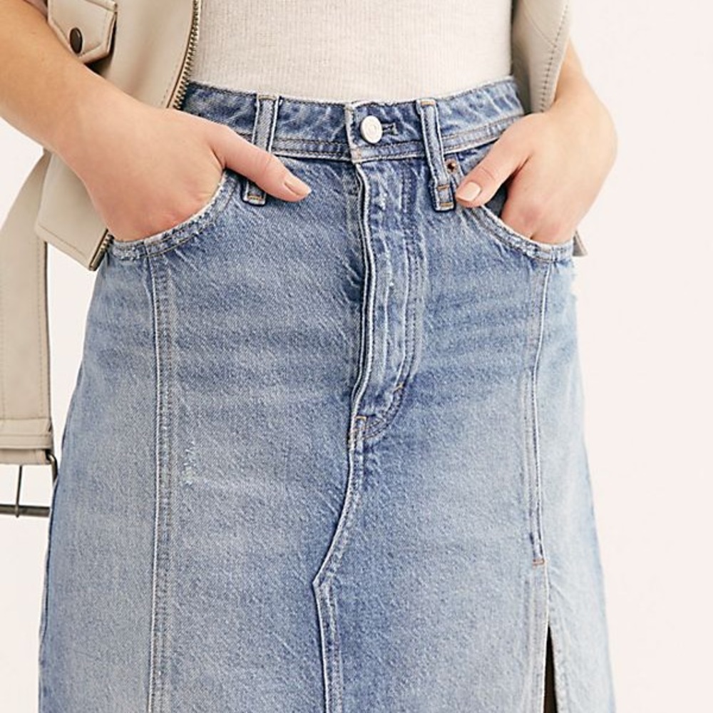 SALE!! NEW Free People Mambo Denim Skirt - Picture 4 of 4